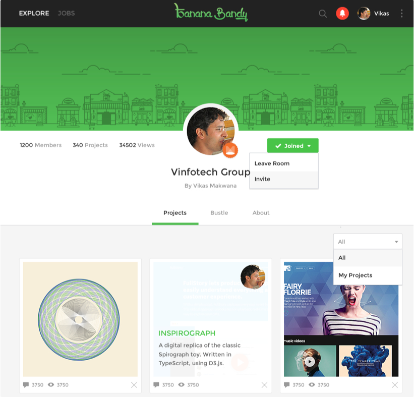 Banana Bandy - A social network for creative professionals Development by Vinfotech