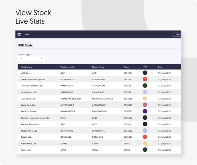 Live stock statistics by Vinfotech Stock fantasy