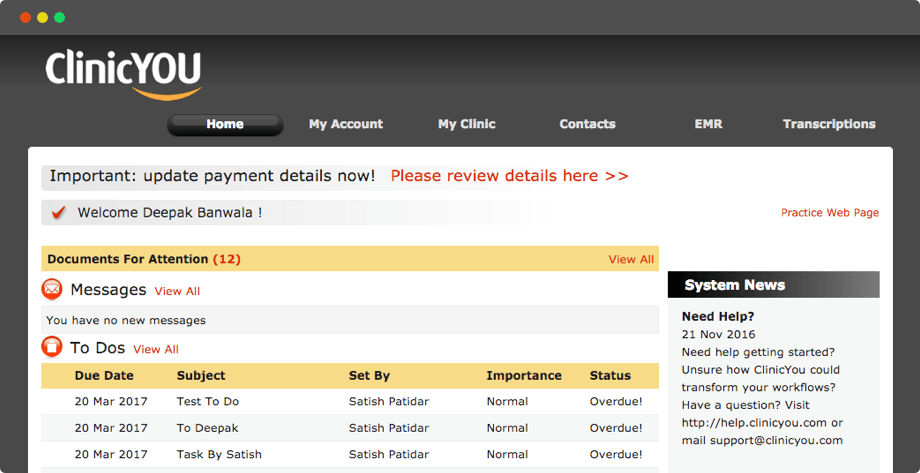 Clinic You EMR System Design and Development Company by Vinfotech